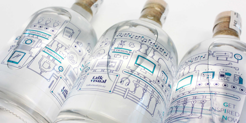 Talk visual custom label design for client gifts